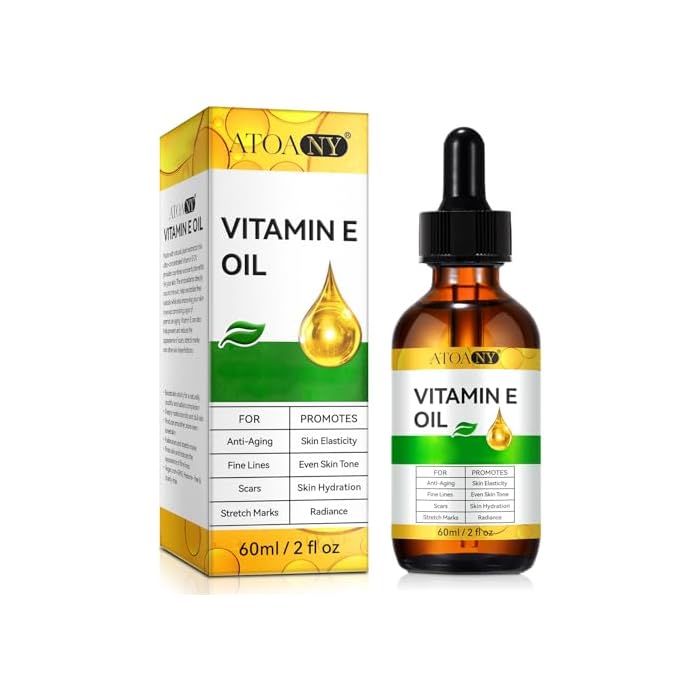 Vitamin E Oil 2 Fl Oz - Vitamin E Oil for Skin, Face, Hair, Body - Natural Antioxidant for Dryness, Wrinkles, Scars & Stretch Marks, Moisturizing and Firming Skin