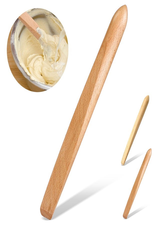 Otuuz 11 Inch Wooden Sourdough Bread Mixing Stir Stick Spurtle Wooden Sourdough Bread Making Tools Paddle Stirring Stick for Kitchen Cooking(Beech) - Image 1