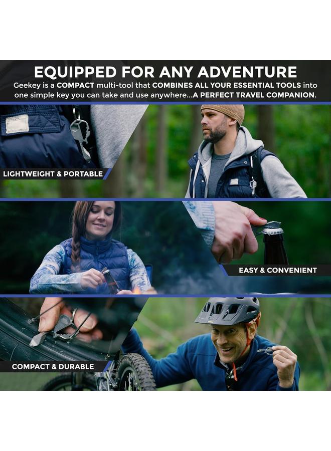 Bluejw Geekey Multi-tool | Original Key Shaped Pocket Tool | Stainless Steel Keychain Utility Gadget | 16+ Tools | TSA Safe Multitool | Gift for Christmas, Men, Women, Valentine's, Birthday, Father - Image 3