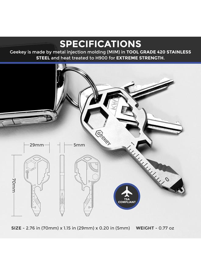 Bluejw Geekey Multi-tool | Original Key Shaped Pocket Tool | Stainless Steel Keychain Utility Gadget | 16+ Tools | TSA Safe Multitool | Gift for Christmas, Men, Women, Valentine's, Birthday, Father - Image 5