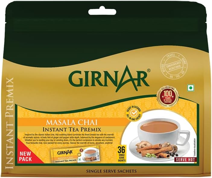 Girnar Instant Masala Chai Tea Premix - 36 Single Serve Sachets - Image 1