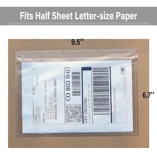 BEUYI Clear 9.5 x 7 inch Self Adhesive Shipping Label Sleeves/Sleeves, Plastic Packaging Sleeves, Easily Fits Half of Stationery (Pack of 60) - Image 3