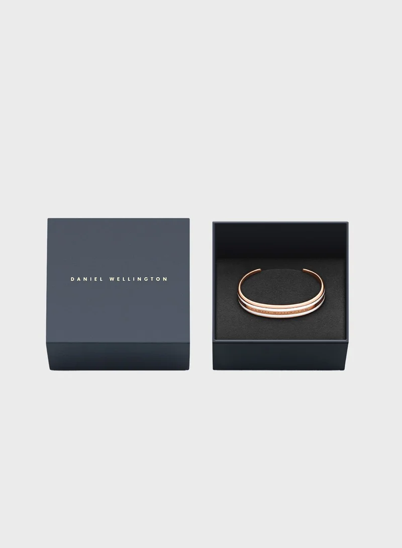 DANIEL WELLINGTON Classic Satin White Medium Bracelet, Rose Gold