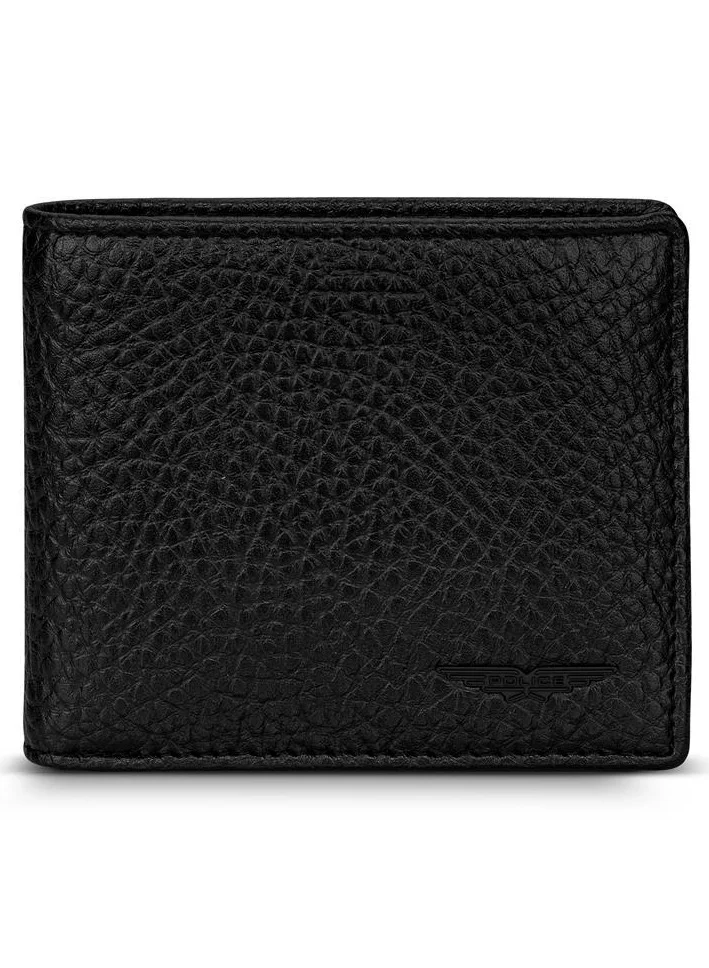 بوليس Edging Black Full Grain Vegan Leather Bi-fold Wallet for Men