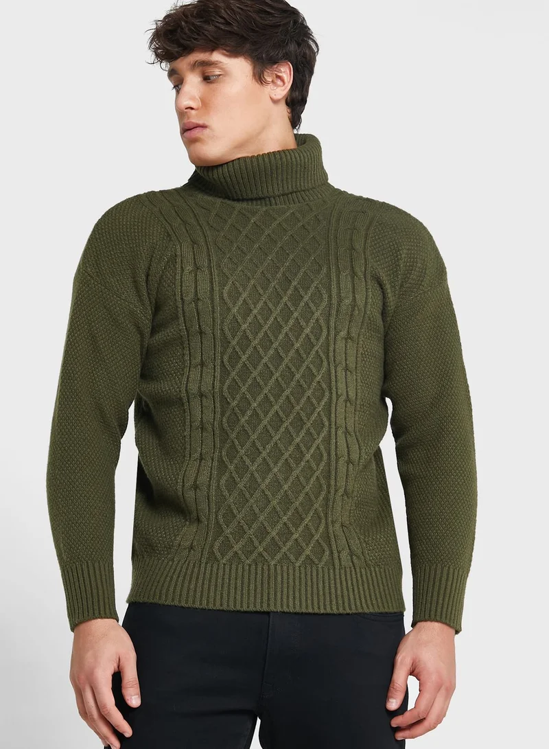 Seventy Five Cable Knit Roll Neck