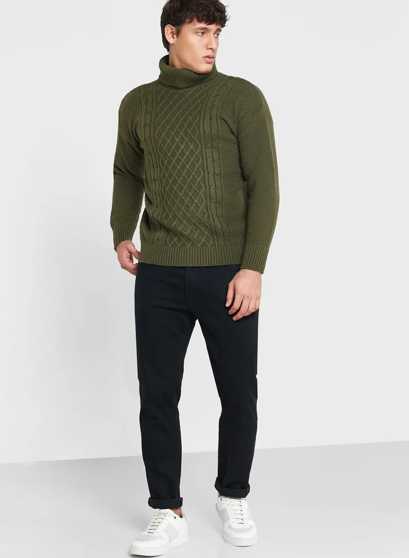 Seventy Five Cable Knit Roll Neck