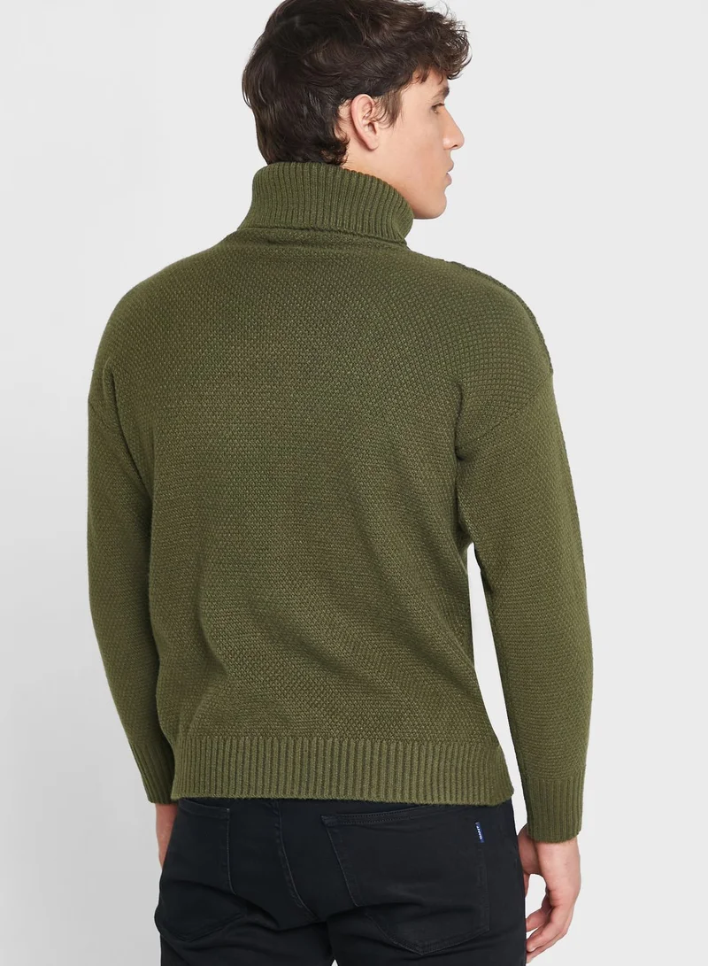 Seventy Five Cable Knit Roll Neck