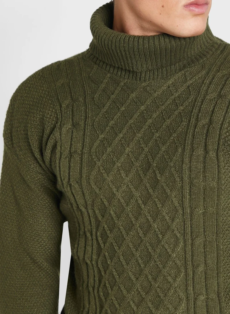 Seventy Five Cable Knit Roll Neck