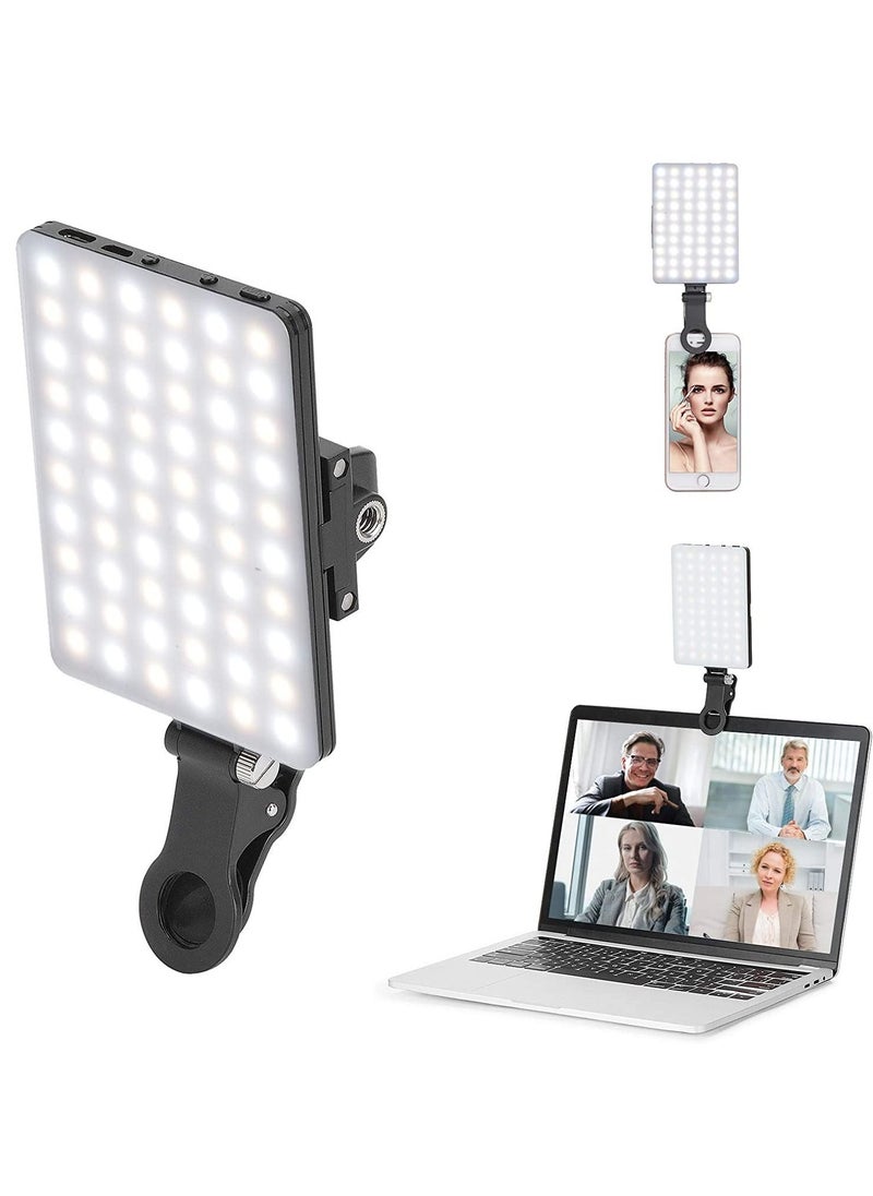 Generic 60 LED High Power Rechargeable Clip Fill Video Light with Front & Back Clip Adjusted 3 Light Modes for Phone iphone Android iPad Laptop for Makeup TikTok Selfie Vlog Video Conference  - Image 1