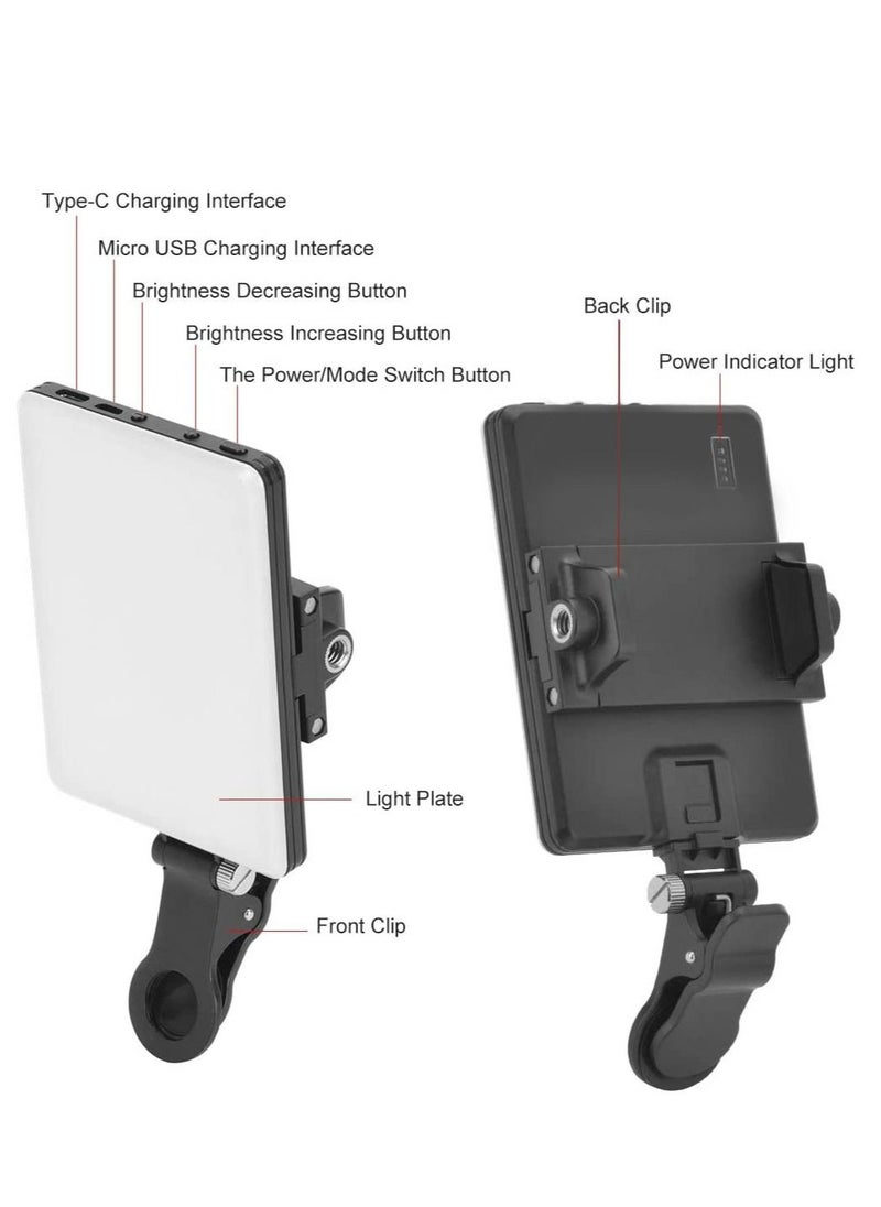 Generic 60 LED High Power Rechargeable Clip Fill Video Light with Front & Back Clip Adjusted 3 Light Modes for Phone iphone Android iPad Laptop for Makeup TikTok Selfie Vlog Video Conference  - Image 5