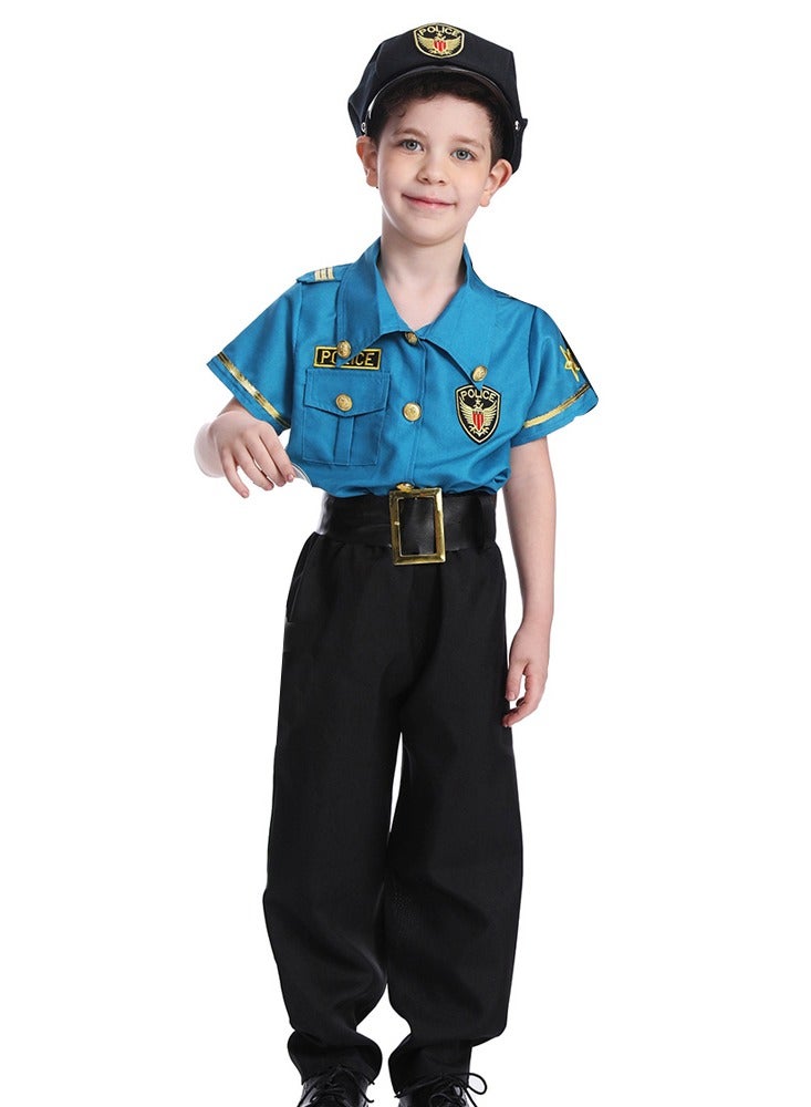 Al Aoyama Dress Up Police Costume for boy – Realistic Cop Uniform with Shirt, Pants, Hat & belt - Halloween Costume - Image 1