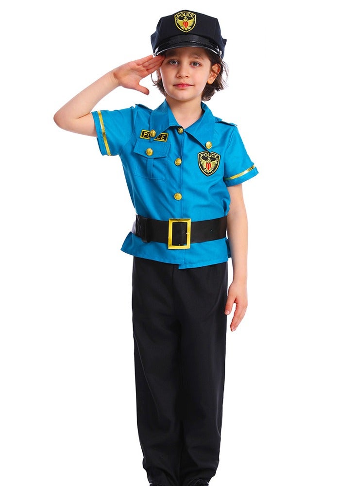 Al Aoyama Dress Up Police Costume for boy – Realistic Cop Uniform with Shirt, Pants, Hat & belt - Halloween Costume - Image 3