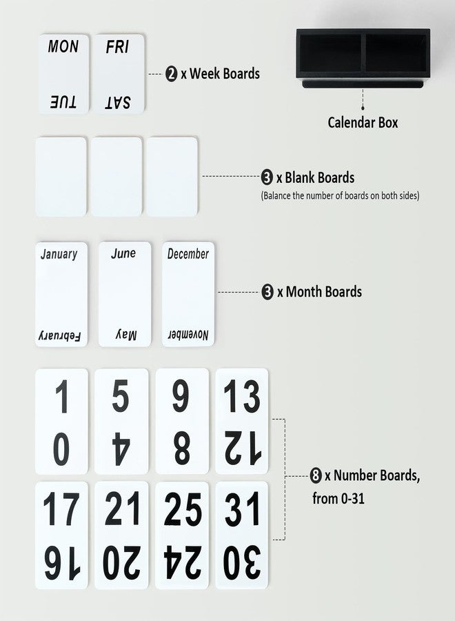 DEERINE Wooden Block Perpetual Calendar for Desk, Daily Desktop Standing Flip Calendar with Large Display, Modern Farmhouse Aesthetic Desk Accessories for Home Office Decor, Reusable Yearly, Black - Image 4