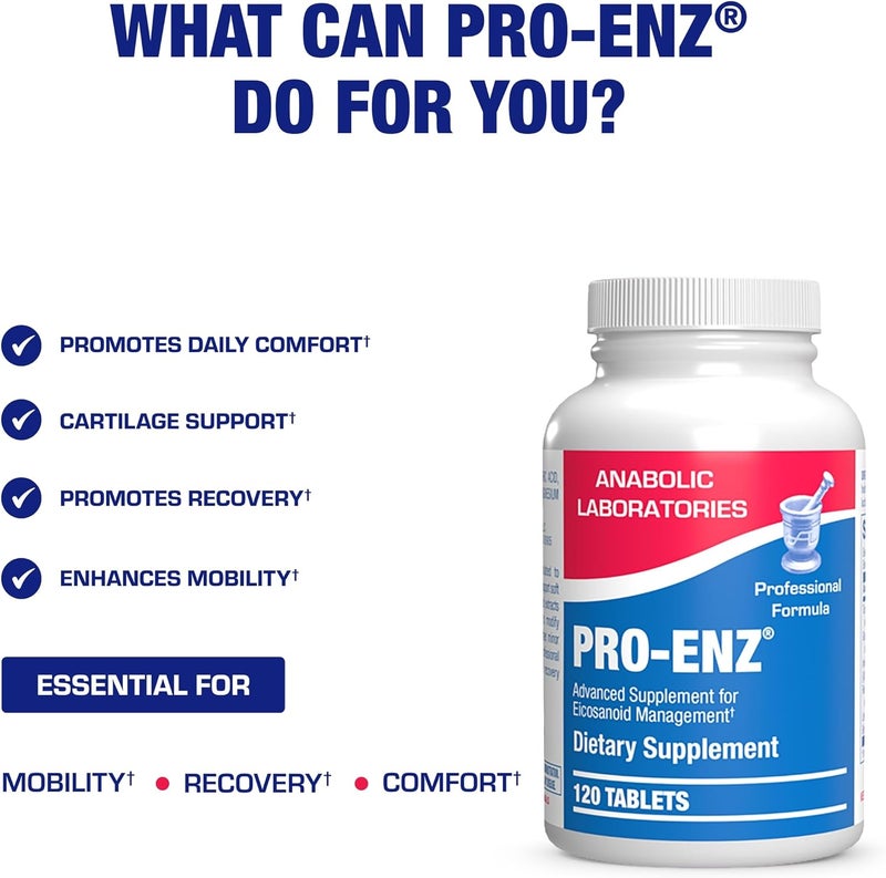 Anabolic Laboratories Pro ENZ Joint Support Supplement Clinical Formula Turmeric Boswellia Supplement for Joint Cartilage Mobility and Comfort Support Plus Eicosanoid Management with Proteolytic Enzymes 120 Servings - Image 3