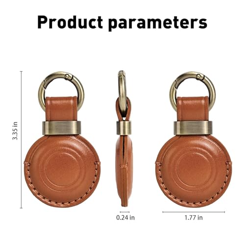 MOLOVA 1|2|4 Pack Leather Holder Keychain for AirTag 2nd Gen (2026) & 1st Gen, Compact Design with Air tag Case, Secure Protective Cover with Ring Car Keys Chain Fob Accessories, Vintage Color - Image 5