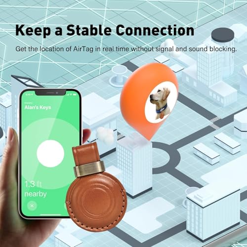 MOLOVA 1|2|4 Pack Leather Holder Keychain for AirTag 2nd Gen (2026) & 1st Gen, Compact Design with Air tag Case, Secure Protective Cover with Ring Car Keys Chain Fob Accessories, Vintage Color - Image 3