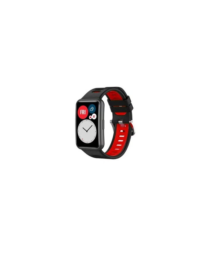 Generic Huawei Watch Fit Special Edition Two-Color Silicone Watch Band(Red+Black) 