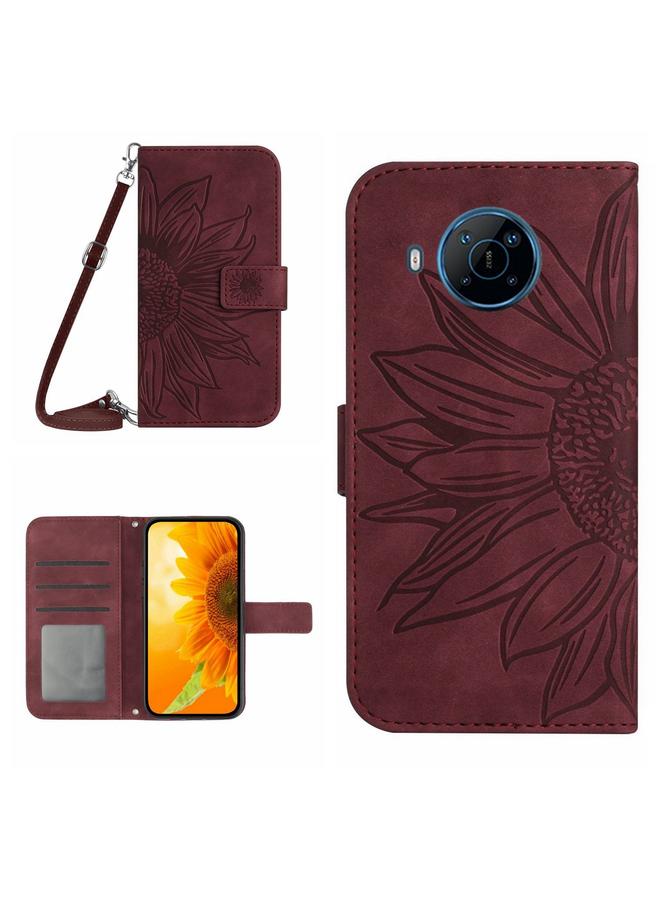 اس-توب جراب هاتف Nokia X20 من الجلد المريح بنقشة زهرة الشمس مع حبل تعليق - Image 1