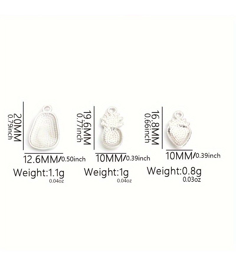 10 Pcs KC Golden Strawberry Cute Ins Style Fruit Themed Enamel Pendants Avocado Pineapple Designs Dripping Oil Effect Alloy Necklace Bracelet Earring Making Summer Accessory - Image 5