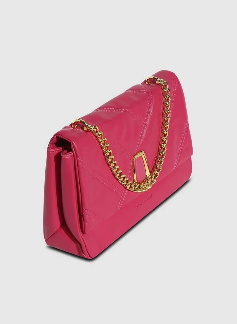 صوص هاوت حقيبة يد مبطنة بسلسلة - وردي