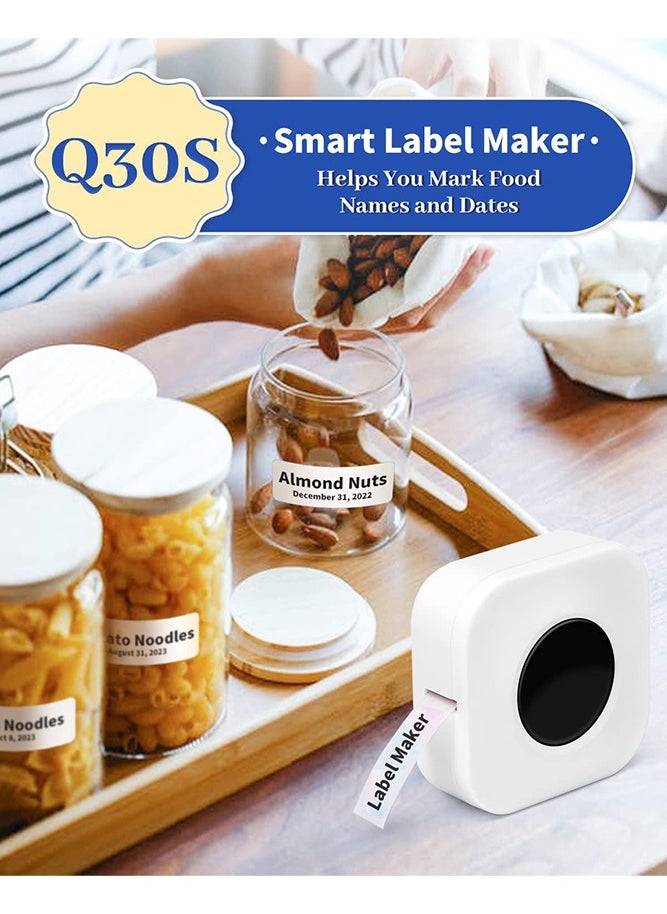 phomemo - Q30S Small Label Makers, 6-15mm Mini Label Maker Machine, Bluetooth Portable Label Printer, Wireless Handheld Labeler, Easy-to-use for Labelling, Compatible with iOS Android (White) - Image 1