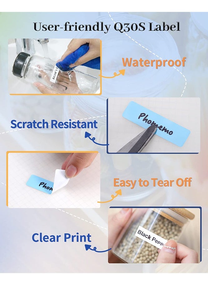 phomemo - Q30S Small Label Makers, 6-15mm Mini Label Maker Machine, Bluetooth Portable Label Printer, Wireless Handheld Labeler, Easy-to-use for Labelling, Compatible with iOS Android (White) - Image 1
