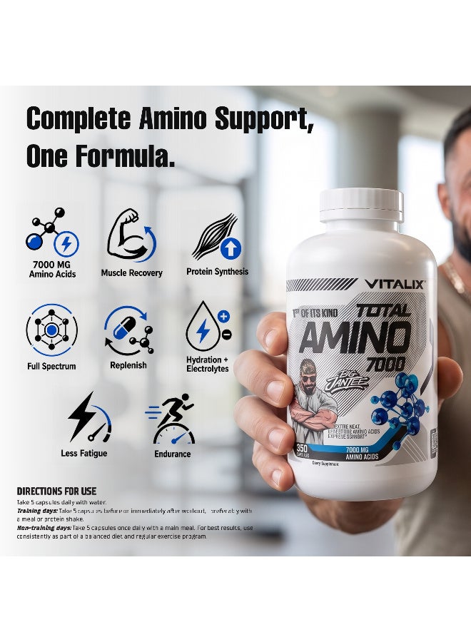 Vitalix Jantee Amino - Total Amino 7000 - Advanced Amino Acid Complex with BCAAs & EAAs – Muscle Recovery, Strength & Performance Support – 7000mg Amino Acids Per Serving – 350 Capsules - Image 3