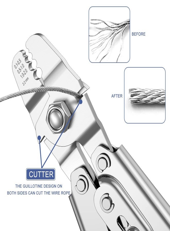 TOOGOND 100ft Wire Rope Crimping Tool Kit, Fishing Crimping Tool With 304 Stainless Steel Cable 7x7 Strand Core(1.5mm), 200Pcs 1/16''Aluminum Crimp Loop Sleeves And 20Pcs Wire Rope Stainless Steel Thimble - Image 5