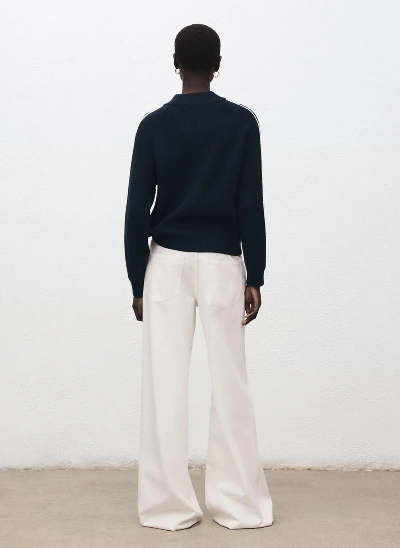 MANGO Sweater with contrasting stripes and perkins collar