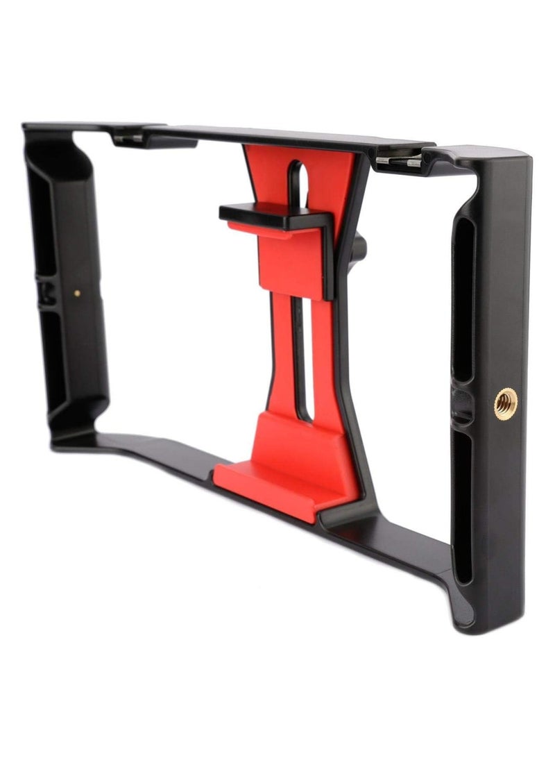professional Smartphone Video Cage Rig, Handheld Phone Video Filmmaking Vlogging Stabilizer Grip Tripod Mount Fits Most Phones, with Cold Shoe Mounts, 1/4in Screw Holes to Connect LED Lights/Microphones  - Image 1