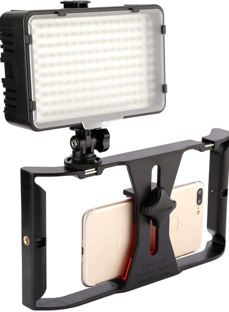 professional Smartphone Video Cage Rig, Handheld Phone Video Filmmaking Vlogging Stabilizer Grip Tripod Mount Fits Most Phones, with Cold Shoe Mounts, 1/4in Screw Holes to Connect LED Lights/Microphones  - Image 3