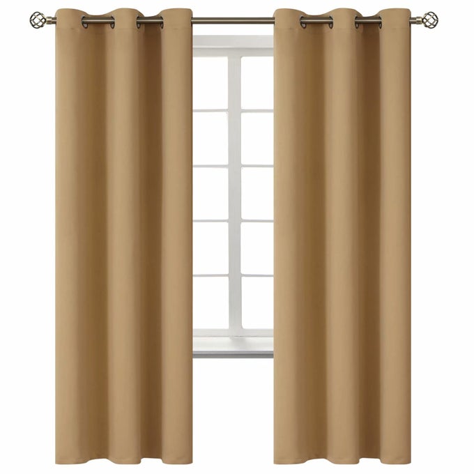 BLACKOUT CURTAINS FOR LIVING ROOM GROMMET THERMAL INSULATED ROOM DARKENING CURTAINS FOR BEDROOM 2 PANELS OF 42 X 72 INCH KHAKI