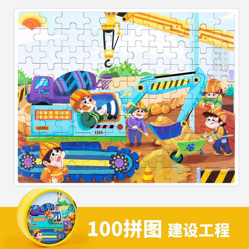 Children'S Early Education Canned Box 100 Pieces Puzzle Puzzle Puzzle Baby Enlightenment Educational Fun Toys Small Gift - Image 1