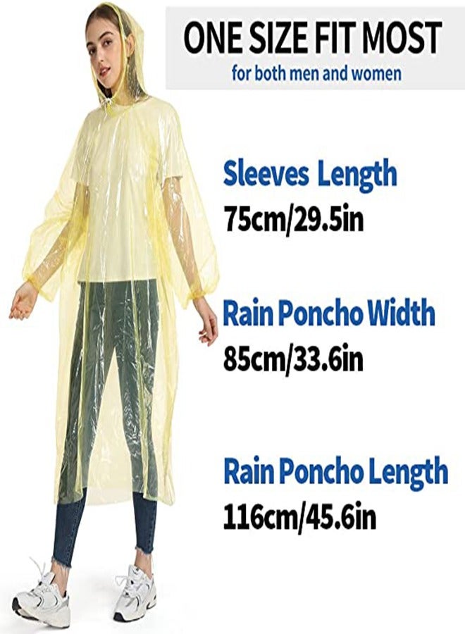 5-Pack Disposable Rain Ponchos for Adults, Clear Rain Jackets with Drawstring Hood and Elastic Sleeves, Ideal for Travel, Outdoor Activities, Amusement Parks, Hiking, and Emergencies (Yellow) - Image 2