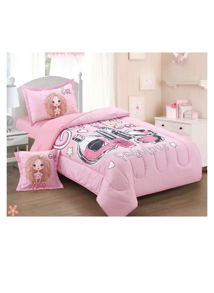 SMART HOME Luxuriously designed 4-piece children's bedding set with comfortable filling. 4-piece reversible bedding set: 170 x 230 cm quilt, fitted sheet, pillowcase, and pillowcase. High-quality, soft microfiber fabric. Ideal for children's rooms - Image 1