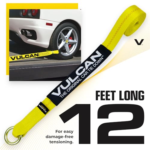 VULCAN Loop Exotic Car Tie Down Straps - 2 Inch x 12 Foot - Classic Yellow - Includes Four 2 Inch x 144 Inch Loop Straps - Image 5