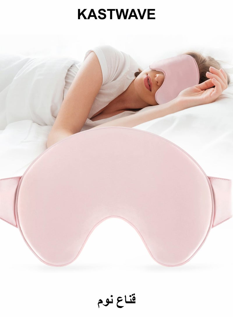 KASTWAVE Sleep Mask, 100% Silk Large Sleep Mask for Womens Girls, Natural Pure Mulberry Silk Blindfold, Lightweight Comfortable Blindfold, Cute Soft Eyes Mask with Elastic Strap (Pink) - Image 1