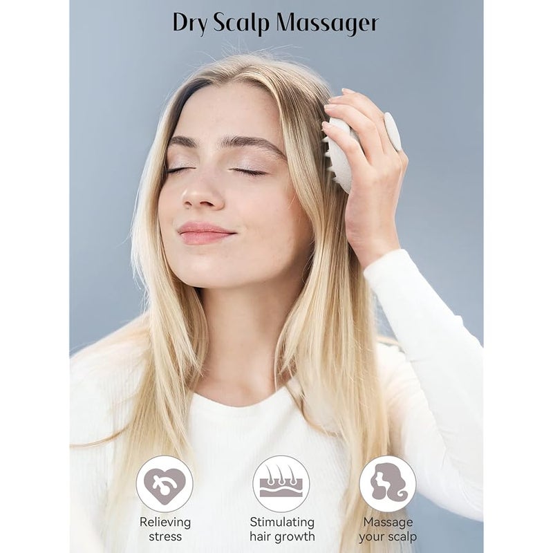Heeta Scalp Massager for Hair Growth, Soft Silicone Bristles to Remove Dandruff and Relieve Itching, Scalp Scrubber for Hair Care Relax Scalp, Shampoo Brush for Wet Dry Hair, Upgraded Material, Beige - Image 4