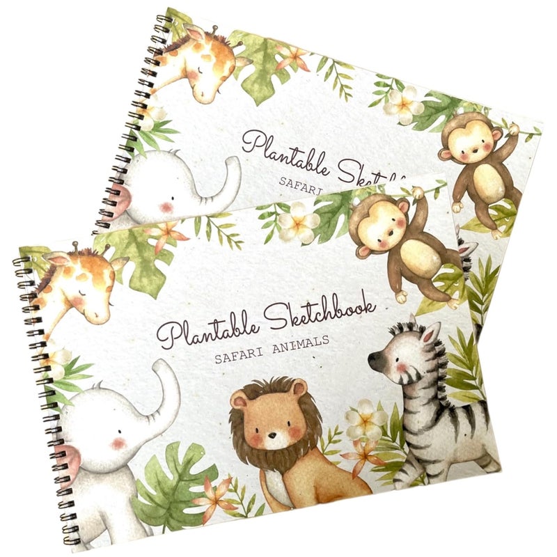 Sow and Grow Plantable Sketchbook with Seeds Embedded Jungle Animals Theme Set of 2 Drawing Books - Image 1
