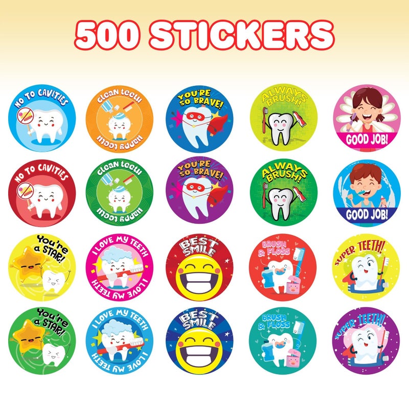 ArtCreativity Dental Sticker Rolls Assortment - Set Includes 500 Dental Themed Stickers - Dental Reward, Goodie Bag Fillers, Party Favors - Fun Craft Tool for Children Ages 3+ - Image 3
