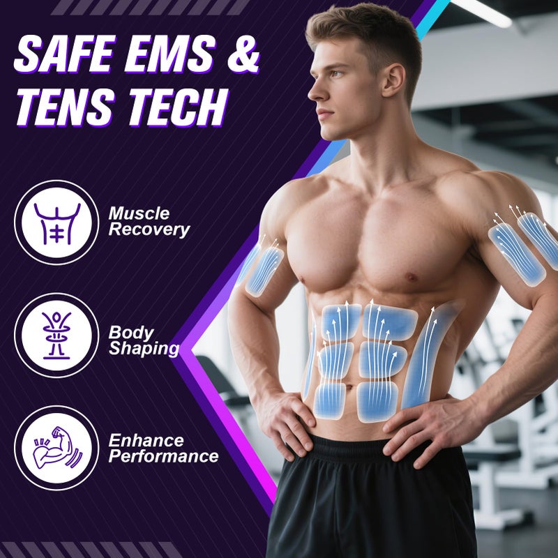 OUJEALEE Electronic Muscle Stimulator with TENS & PMS, Ab Belt Stimulator Muscle Toner, Abdominal Fitness Trainer for Home - Image 2