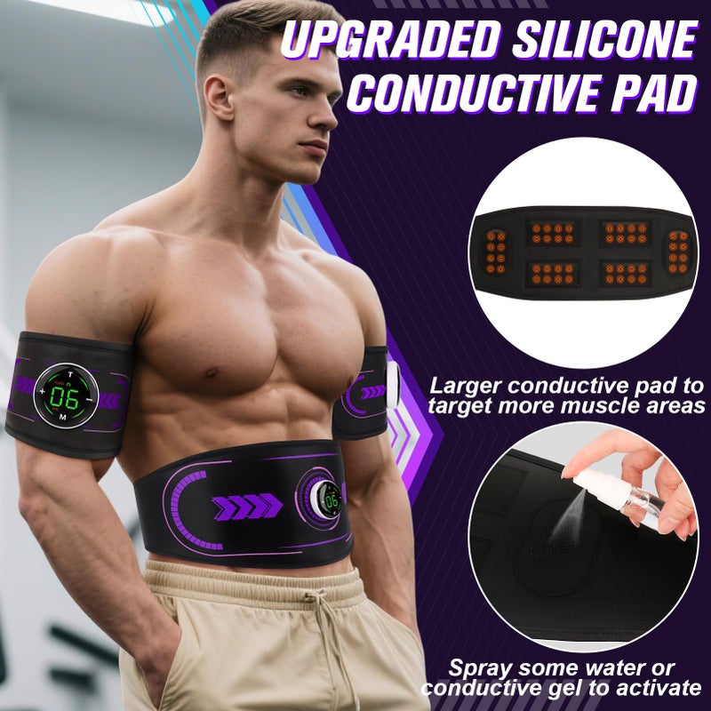 OUJEALEE Electronic Muscle Stimulator with TENS & PMS, Ab Belt Stimulator Muscle Toner, Abdominal Fitness Trainer for Home - Image 4