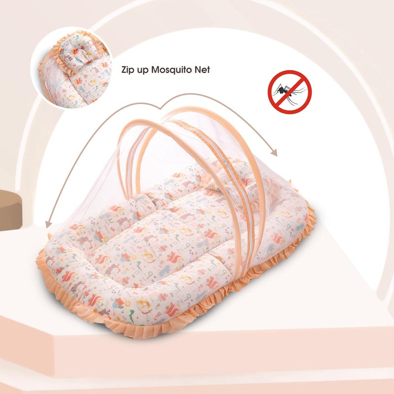 mee mee Mee Mee Cushioned Baby Mattress Set with Mosquito Net and Pillow Jungle Animal - Image 5