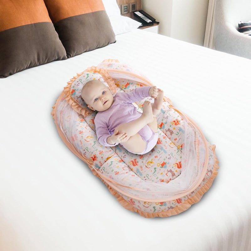 mee mee Mee Mee Cushioned Baby Mattress Set with Mosquito Net and Pillow Jungle Animal - Image 2