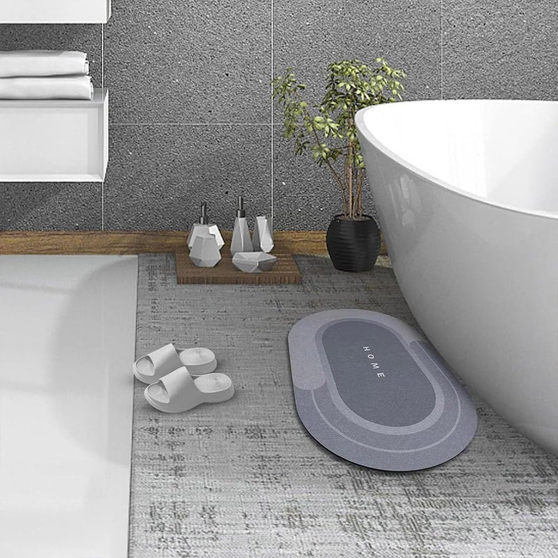 Modernized Magic Mat Bathroom Modrnizd Magic Mat Modernized Bath Mat Super Absorbent Non Slip Bathroom Rug for Bathroom Floor Kitchen and Washing Machine (Light Gray-Oval 15.7 * 23.6 in) - Image 4