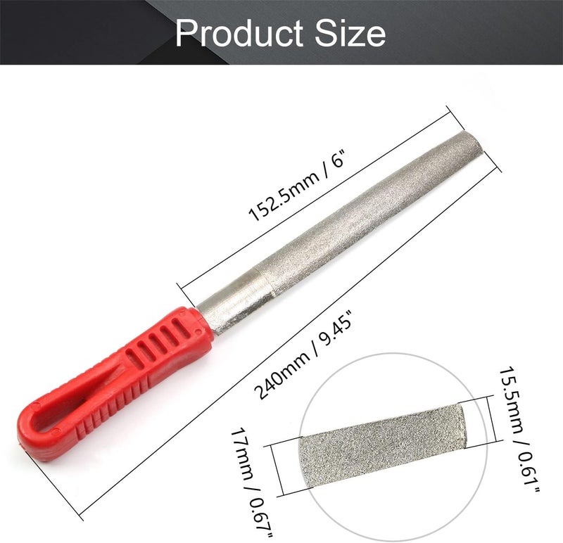Utoolmart Diamond File 6 Inch Half Round File Diamond Coated Plastic Handle Hand Tool for Grinding Polishing 1Pcs - Image 2