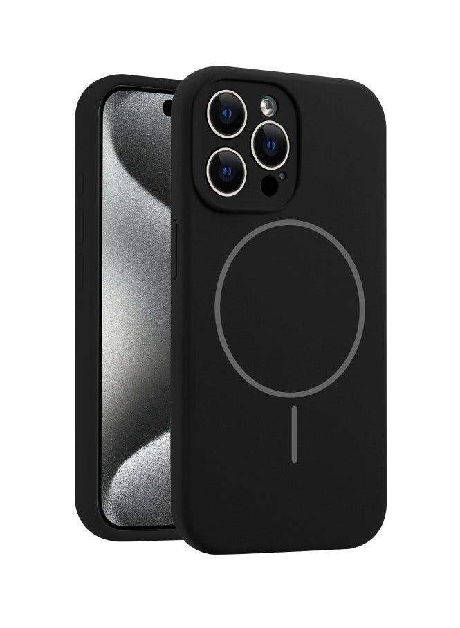 غطاء سيليكون متوافق مع حافظة  iPhone  13 ، حافظة سيليكون سائلة، غطاء حماية كامل للجسم، مقاوم للصدمات، حافظة هاتف نحيفة، بطانة ناعمة من الألياف الدقيقة مضادة للخدش - أسود