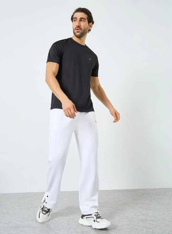 Styli Active Relaxed Fit Open Hem Scuba Pants With Bottom Snap Detail