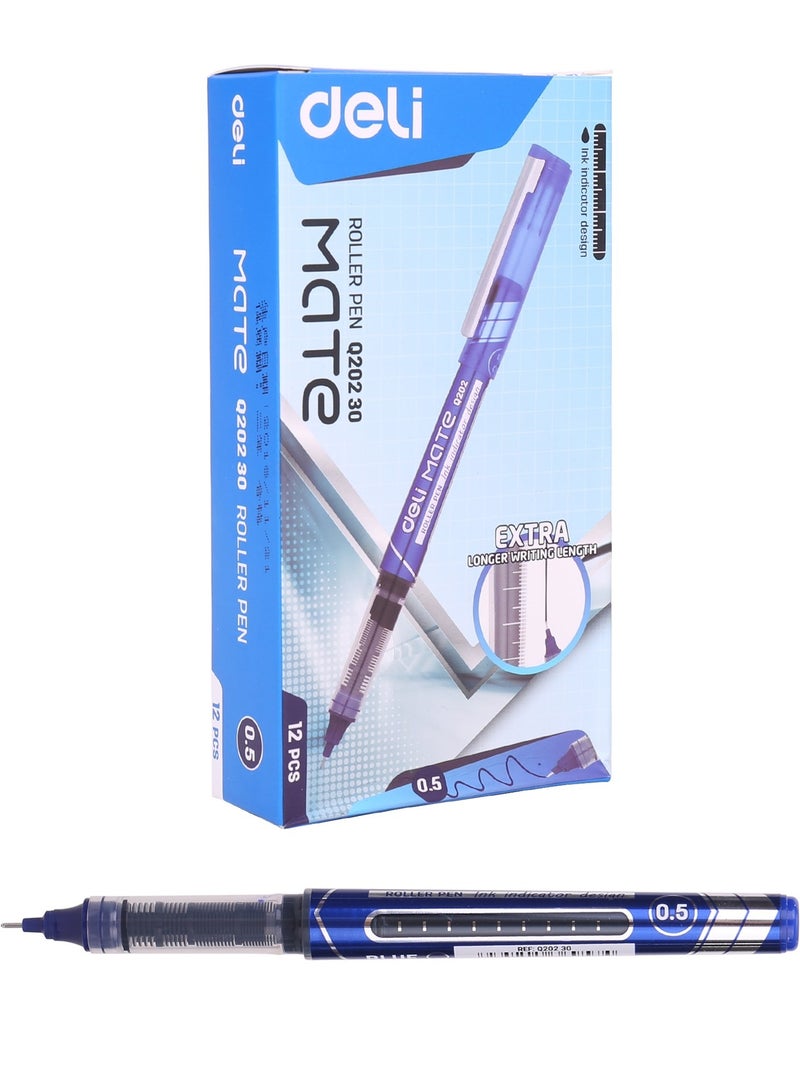 Deli قلم حبر جاف برأس 0.5 مم، مكون من 12 قطعة، حبر أزرق - Image 1