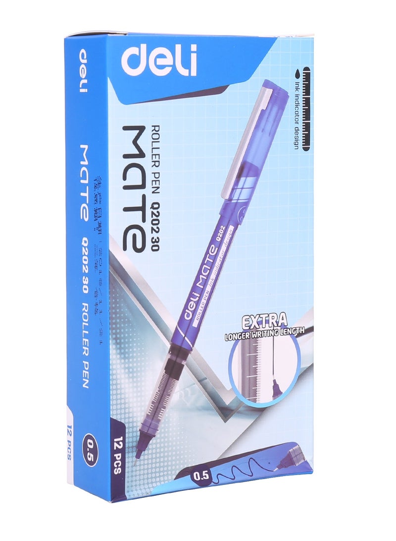 Deli قلم حبر جاف برأس 0.5 مم، مكون من 12 قطعة، حبر أزرق - Image 4